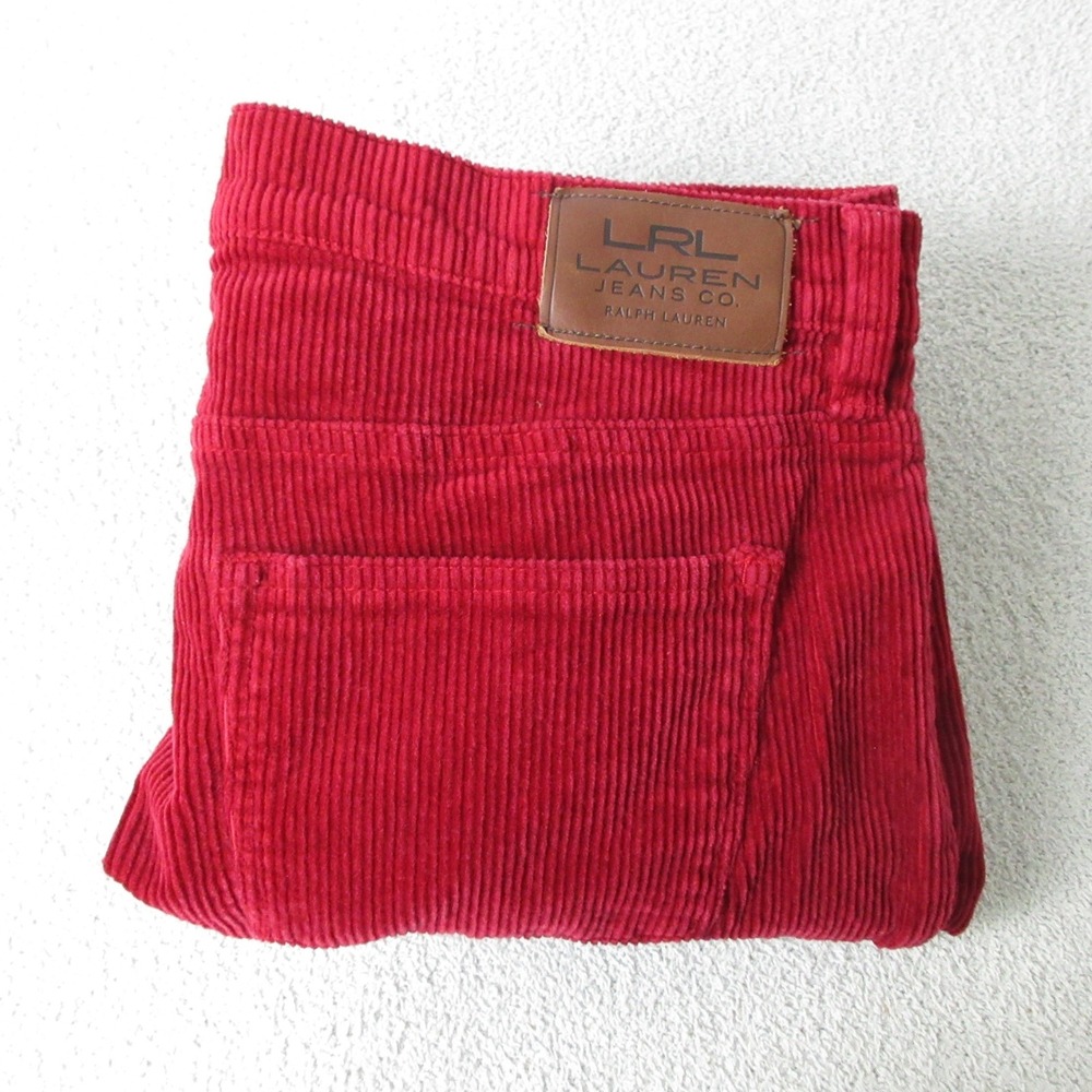 Lauren Ralph Lauren Corduroy Pants Womens 10 Red Bootcut Stretch Mid Rise